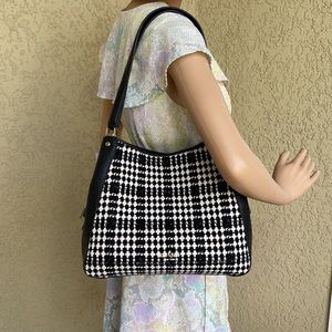 Kate Spade Leila Tweed Medium Triple Compartment Shoulder Bag Tote